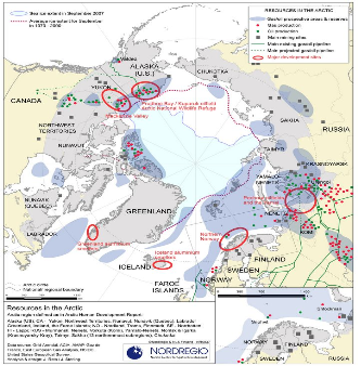 북극지역 자원 매장 지도